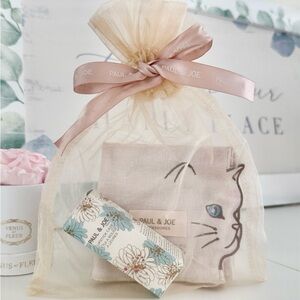 Paul & Joe handkerchief and Paul & Joe rouge, cat shaped lipstick treatment.